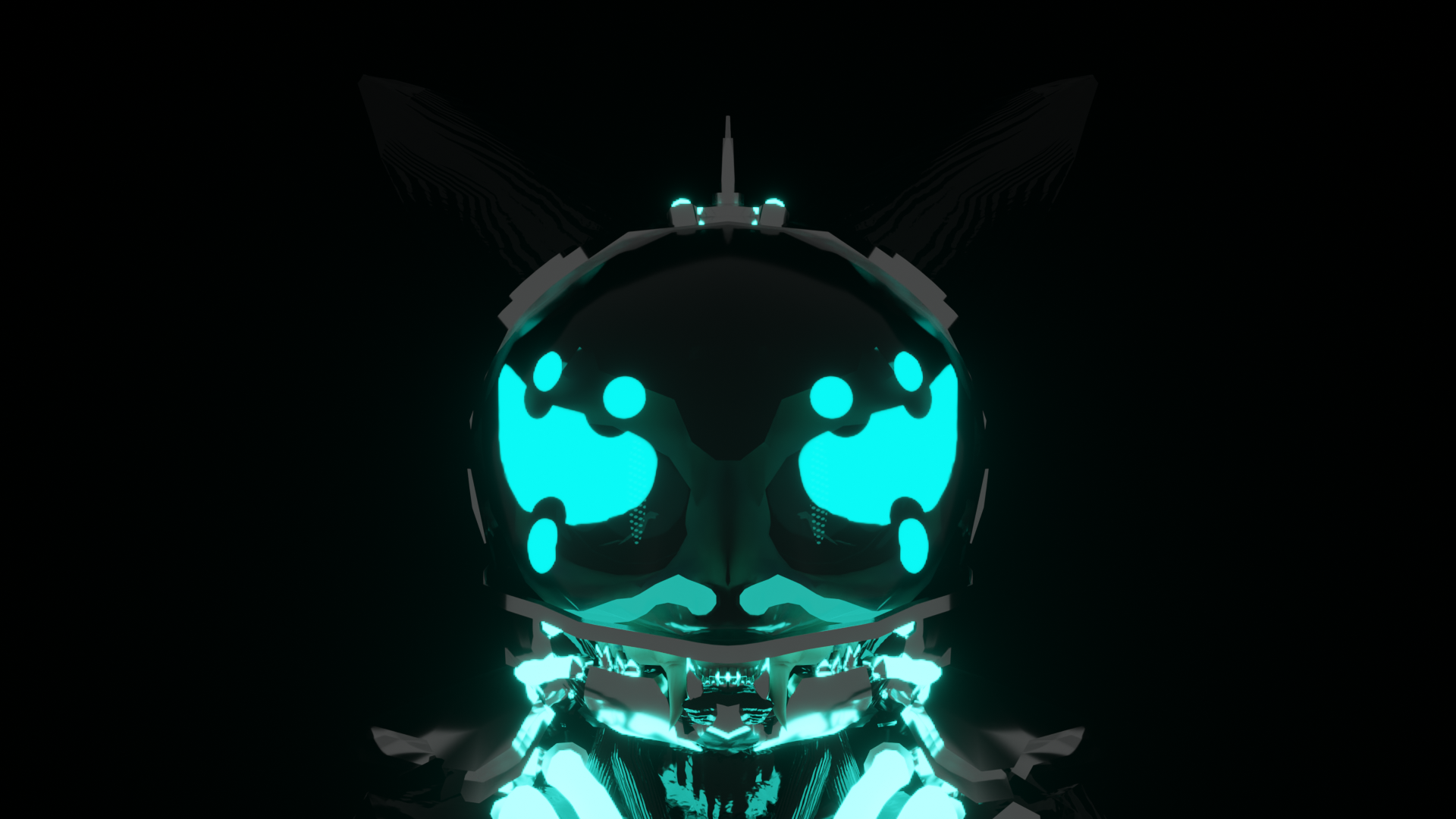 Blue And Chrome Cyborg Cat